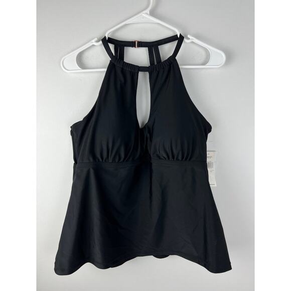 Raisins Plus Size Rosalie Keyhole Underwire High Neck Tankini Swim Top 14W - Picture 3 of 6